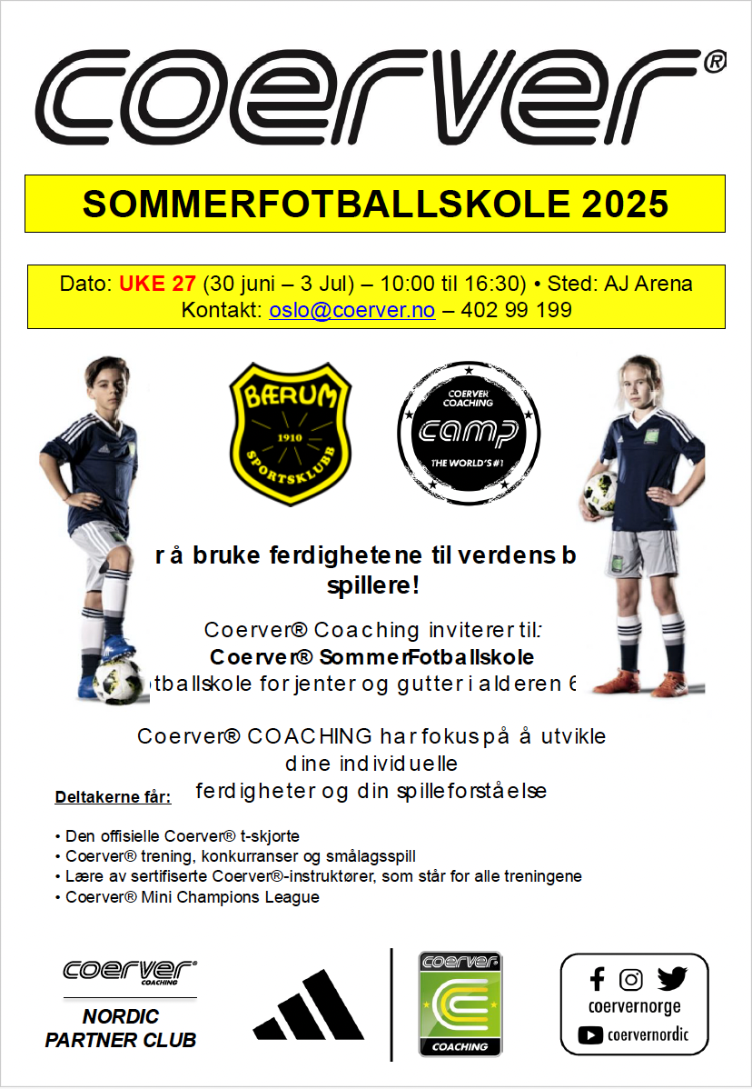 Coerver Sommerfotballskole hos Bærum SK 2025