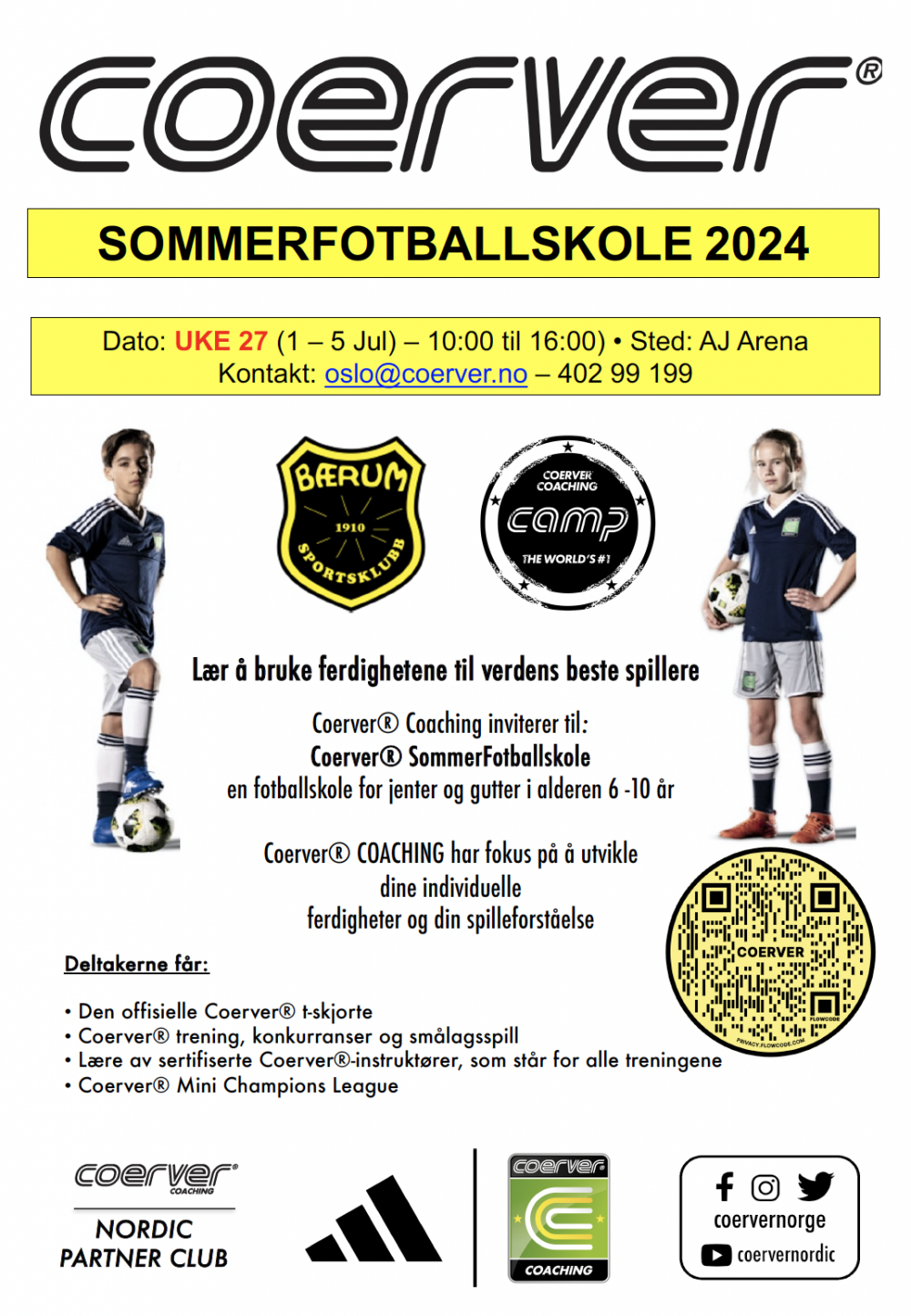 Coerver Sommerfotballskole hos Bærum SK 2024