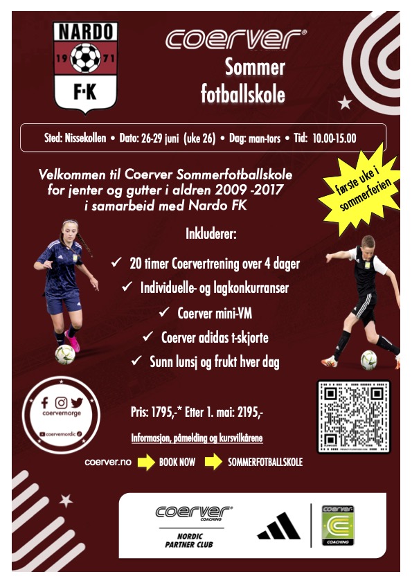 Coerver Sommerfotballskole hos Nardo FK 2023 (uke 26)